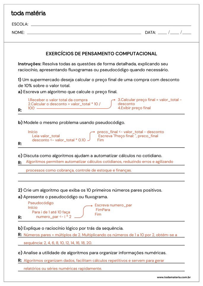 atividades sobre pensamento computacional para 2º ano do ensino médio_folha de resposta 1