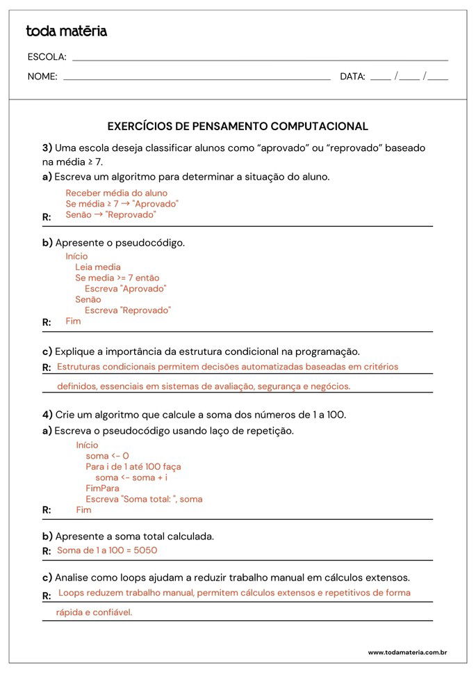 atividades sobre pensamento computacional para 2º ano do ensino médio_folha de resposta 2