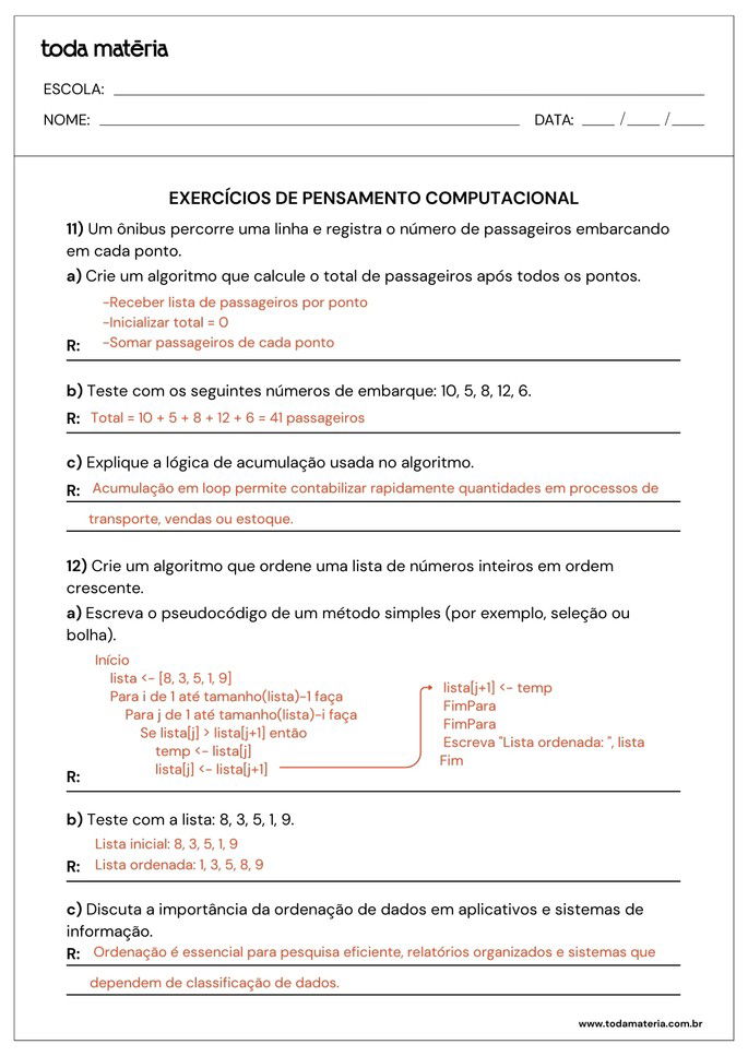 atividades sobre pensamento computacional para 2º ano do ensino médio_folha de resposta 6