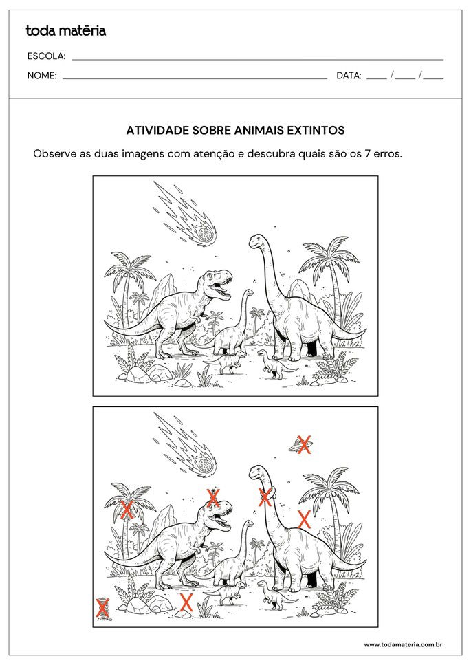 resposta de jogo dos sete sobre animais extintos