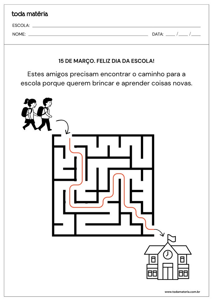 Resposta da atividade de labirinto para o Dia da Escola