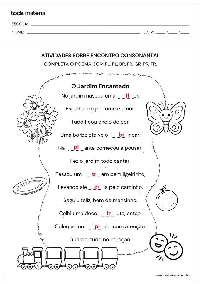 resposta de atividade de complete de poema sobre encontro consonantal