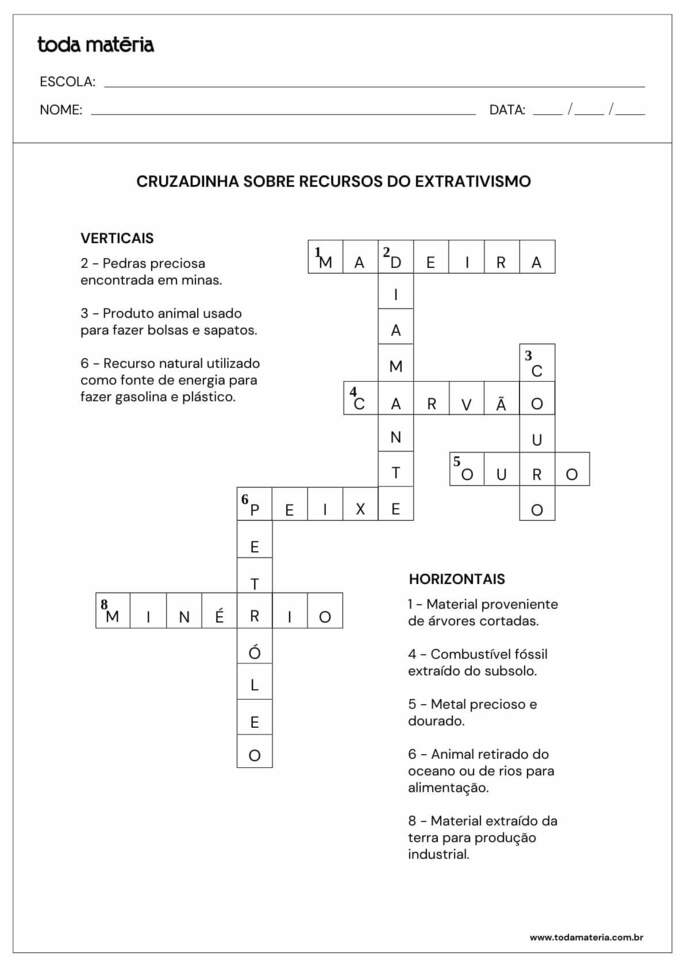 Respostas da atividade 05 sobre extrativismo
