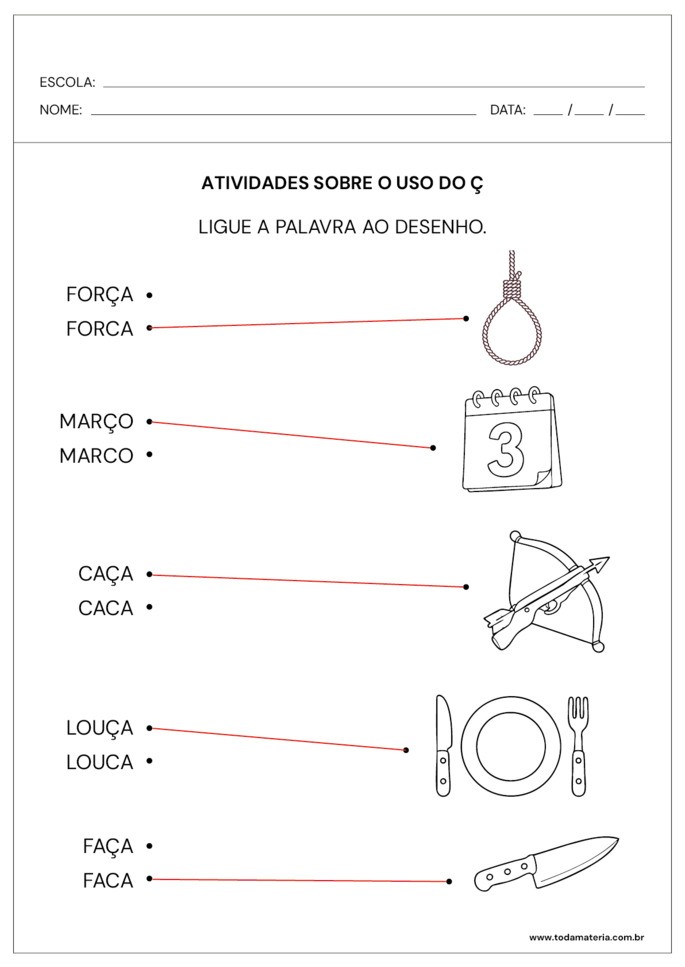 resposta de atividade de ligar sobre o uso do &ccedil;