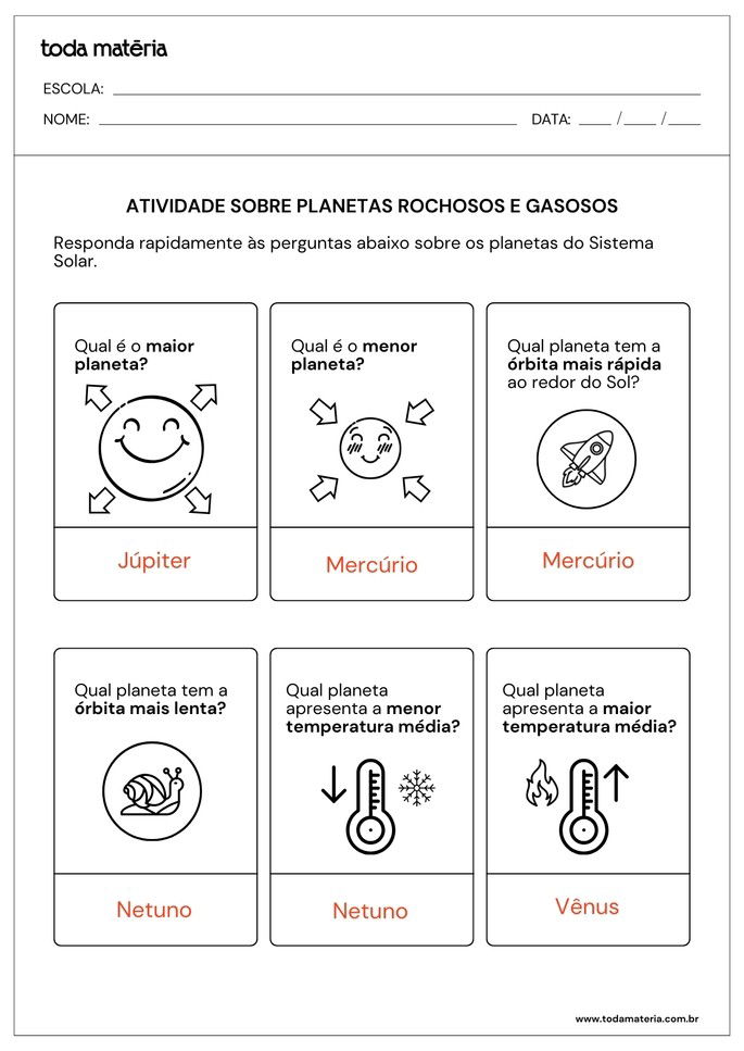 Perguntas sobre planetas rochosos e gasosos_respostas