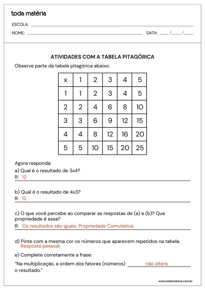atividades com tabela pitagórica de perguntas e complete_respostas