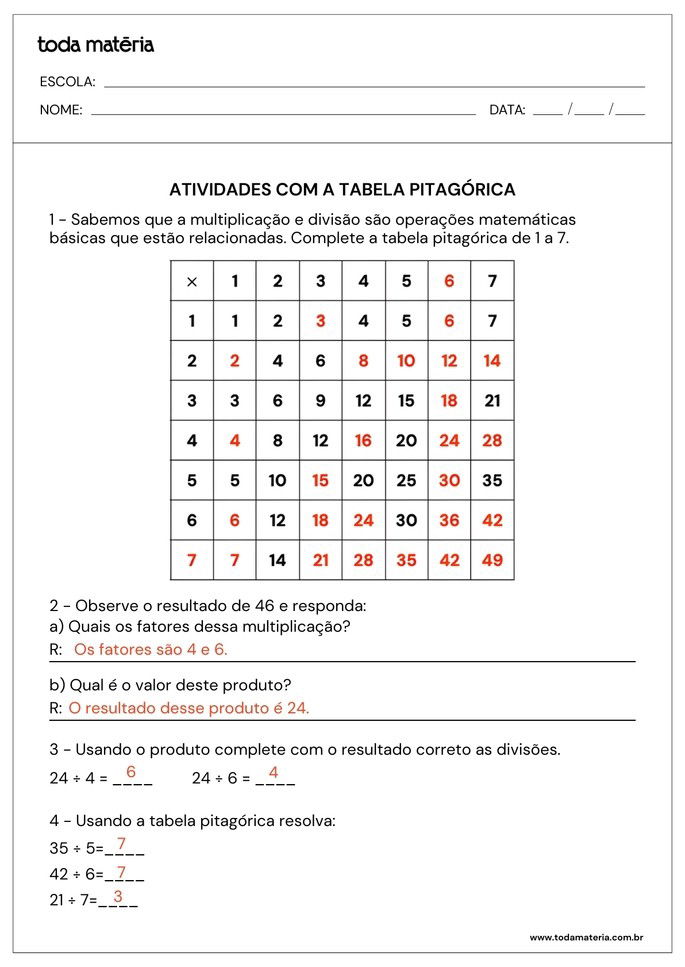 atividades com tabela pitagórica de complete, perguntas e resolva_respostas