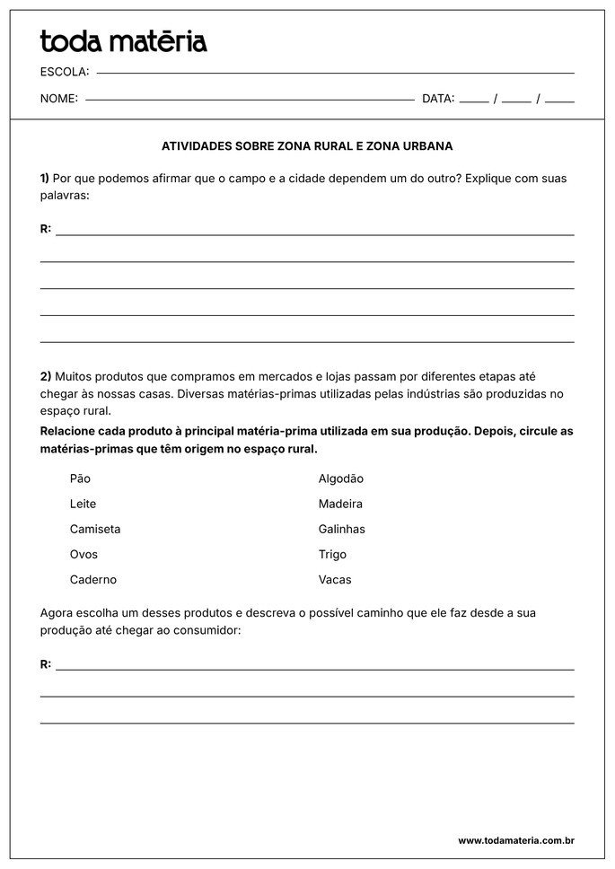 atividade sobre mat&eacute;rias-primas