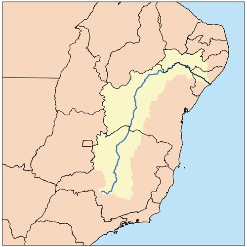 Mapa rio São Francisco