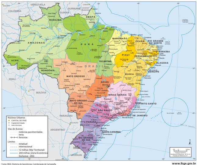 Mapa da divisão política brasileira