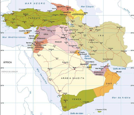 Mapa do Oriente Médio (IBGE)