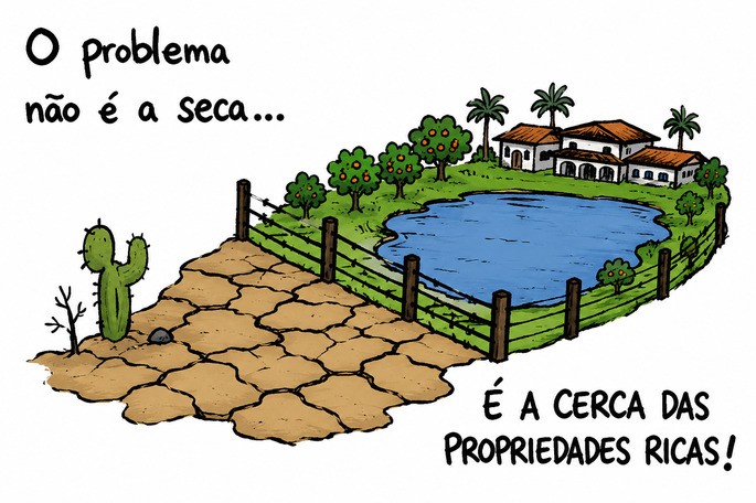 Imagem simbolizando a diferen&ccedil;a entre seca e cerca. 