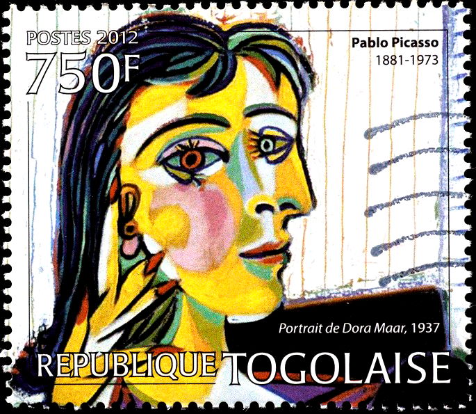 Selo com ilustração de Dora Maar, feita por Picasso