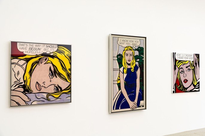 Obras de Roy Lichtenstein em museu de Viena.