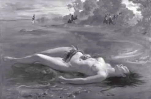 mulher nua caída no chão