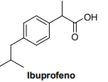  A fórmula estrutural plana do ibuprofeno 