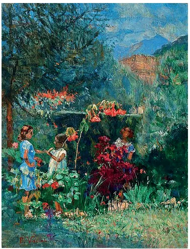 VISCONTI, E. Três meninas no jardim. Óleo sobre tela,81 × 65 cm. Museu Nacional de Belas Artes,Rio de Janeiro, 1935.