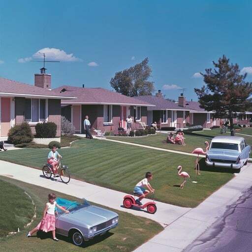 Subúrbios norte-americanos, o ideal de vida promovido pela era Fordista.