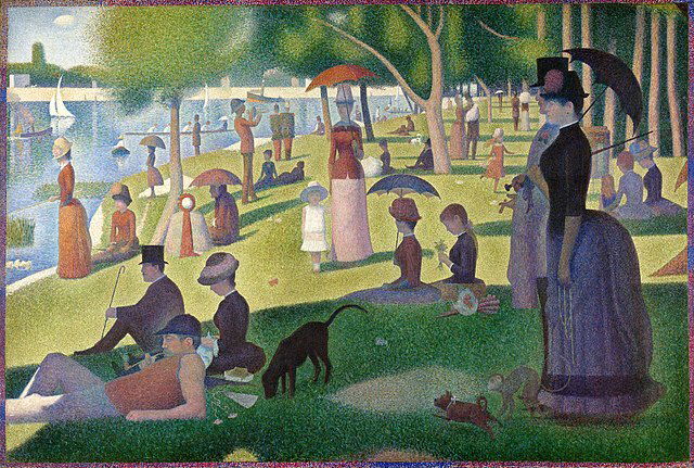 Tarde de domingo na Ilha de Grande Jatte, tela de Seraut.