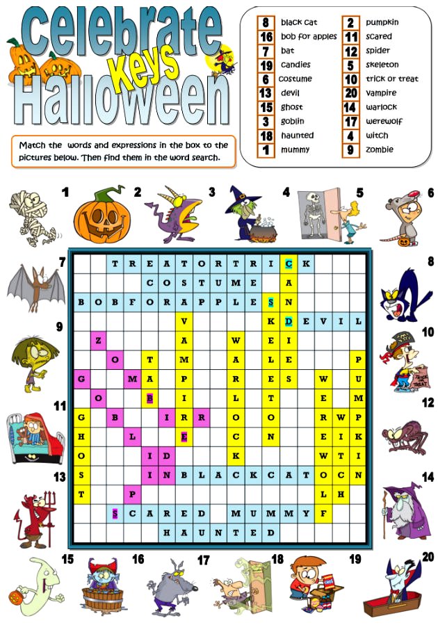 Caça-palavras de halloween para crianças, atividades para crianças  halloween, caça-palavras