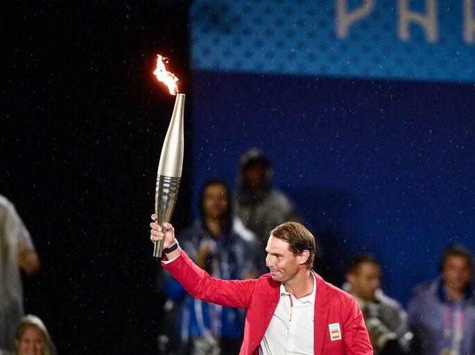 Tocha Olímpica durante a cerimônia de abertura dos Jogos Olímpicos Paris 2024