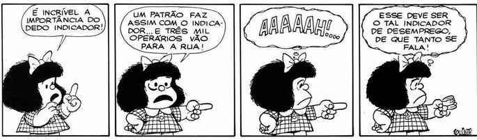 Tirinha da Mafalda sobre relação patrão e operário