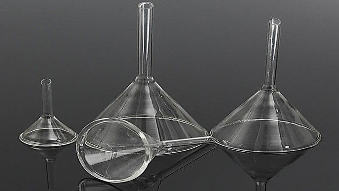 vidraria de laboratório funil de vidro