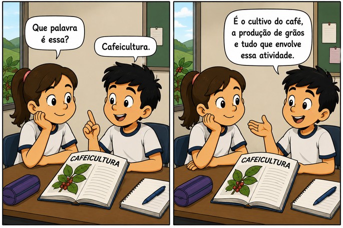 tirinha com exemplo de palavra com vogal de ligação